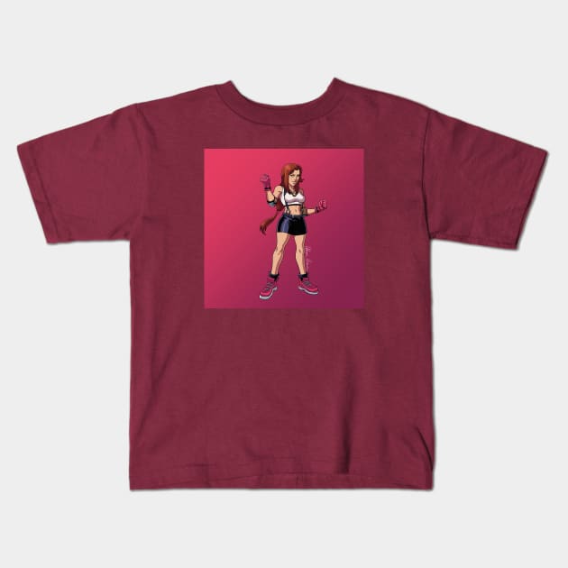 Final Fantasy VII x PHASIC 5 (Tifa) Kids T-Shirt by Animator Afro